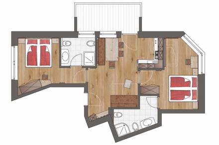 Grundriss Ferienwohnung Comfort 2 Schlafzimmer